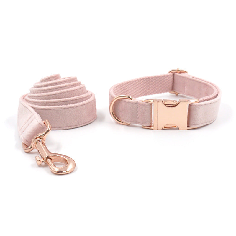 Premium Velvet Rose Gold Collar and Leash set Sitandpawz.com