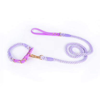 Cotton Woven Rope  Leather Pet Leash Collar Set Sitandpawz.com