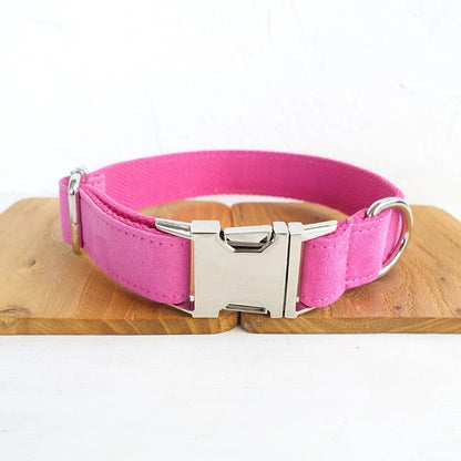 PINK VELVET COLLAR AND LEASH SET Sitandpawz.com