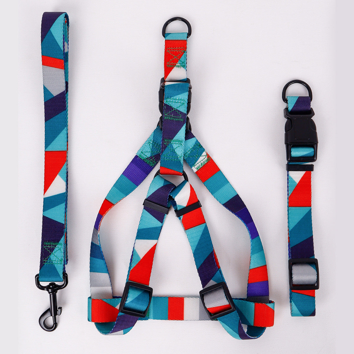 Dog Collar, Leash and No Pull No Escape Harness Three-piece Set Sitandpawz.com