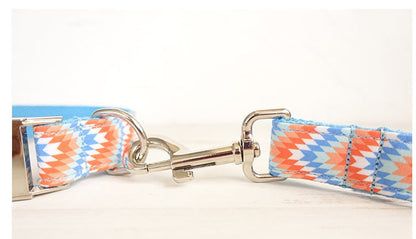 Premium collar and leash set orange pattern Sitandpawz.com