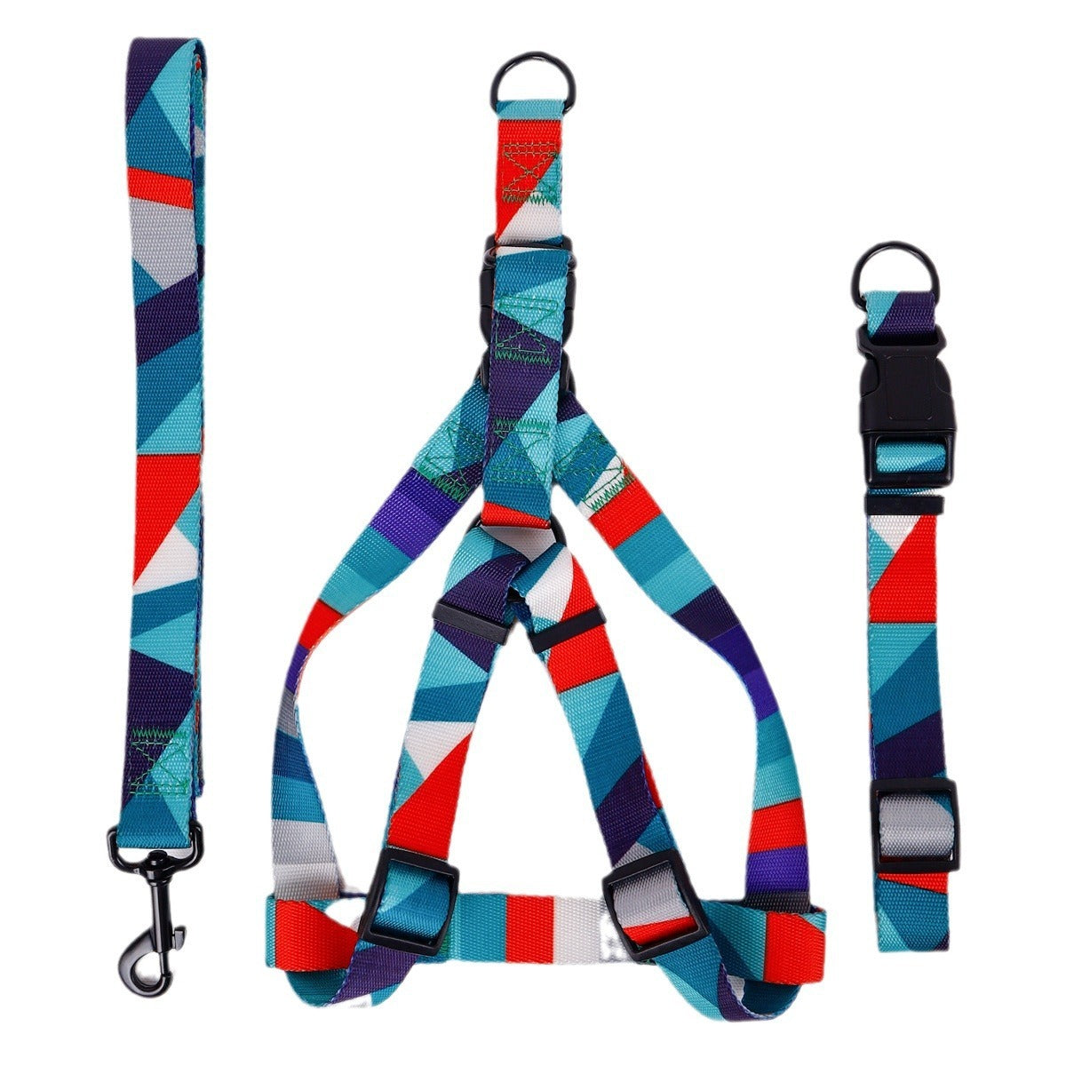 Dog Collar, Leash and No Pull No Escape Harness Three-piece Set Sitandpawz.com