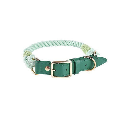 Cotton Woven Rope  Leather Pet Leash Collar Set Sitandpawz.com