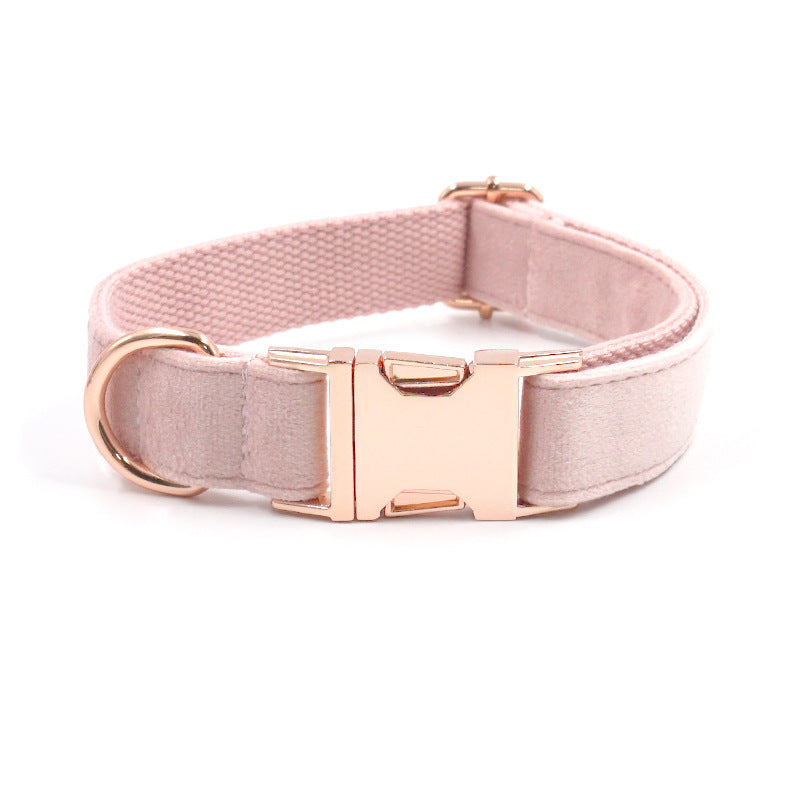 Premium Velvet Rose Gold Collar and Leash set Sitandpawz.com