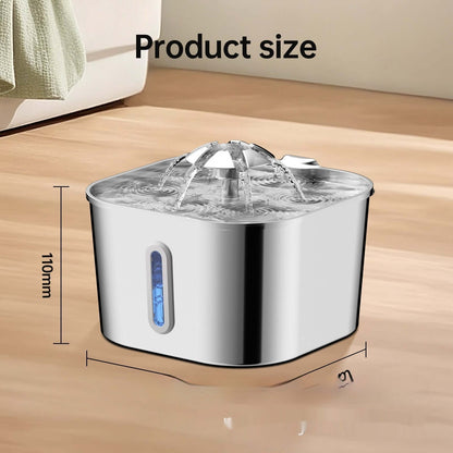 2.2L Stainless Steel Pet Cat Water Fountain Dogs And Cats Water Feeder Sitandpawz.com