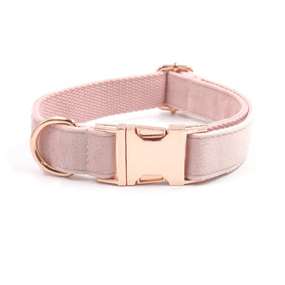 Premium Velvet Rose Gold Collar and Leash set Sitandpawz.com