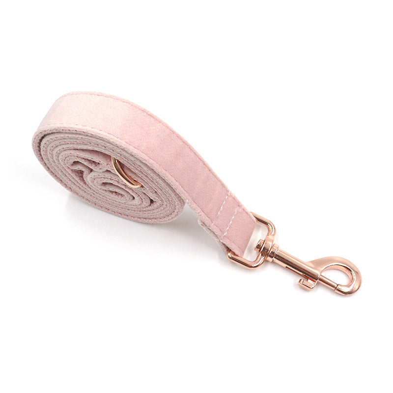 Premium Velvet Rose Gold Collar and Leash set Sitandpawz.com